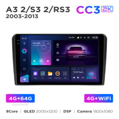 Radio samochodowe Teyes CC3 2k 4+64 Gb Audi A3 2 8P 2003-2013 / S3 2 2006-2012 / RS3 1 2011-2012 9"