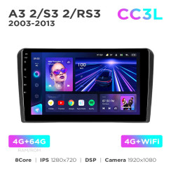 Radio samochodowe Teyes CC3L 4+64 Gb Audi A3 2 8P 2003-2013 / S3 2 2006-2012 / RS3 1 2011-2012 9"