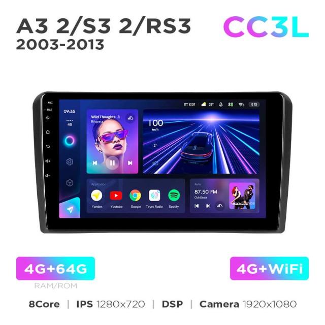 Radio samochodowe Teyes CC3L 4+64 Gb Audi A3 2 8P 2003-2013 / S3 2 2006-2012 / RS3 1 2011-2012 9"