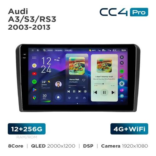 Radio samochodowe Teyes CC4 Pro 2k 12+256 Gb Audi A3 2 8P 2003-2013 / S3 2 2006-2012 / RS3 1 2011-2012 9"