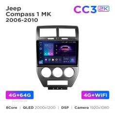 Radio samochodowe Teyes CC3 2k 4+64 Gb Jeep Compass 1 MK 2006-2010 10"