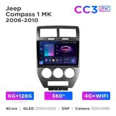 Radio samochodowe Teyes CC3 2k 6+128 Gb 360° Jeep Compass 1 MK 2006-2010 10"