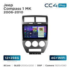 Radio samochodowe Teyes CC4 Pro 2k 12+256 Gb Jeep Compass 1 MK 2006-2010 10"