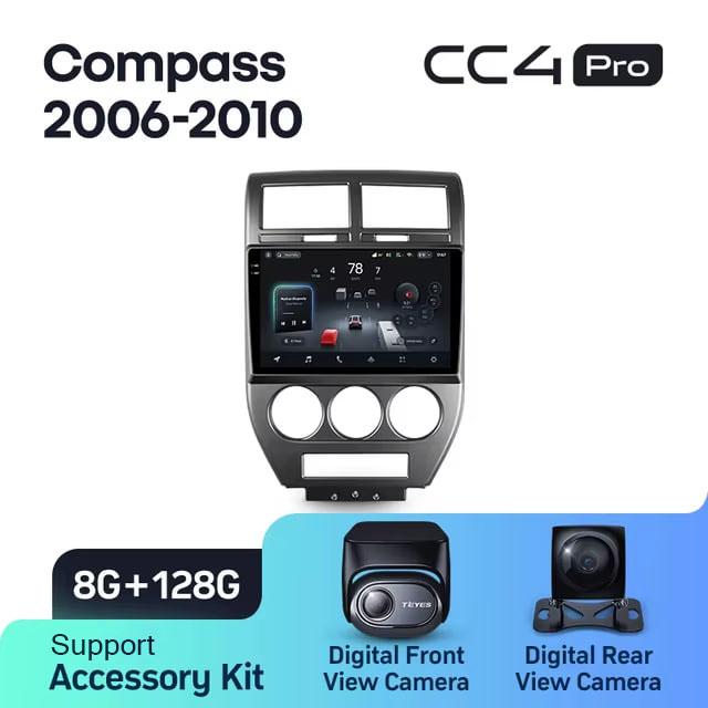 Radio samochodowe Teyes CC4 Pro 2k 8+128 Gb Jeep Compass 1 MK 2006-2010 10"