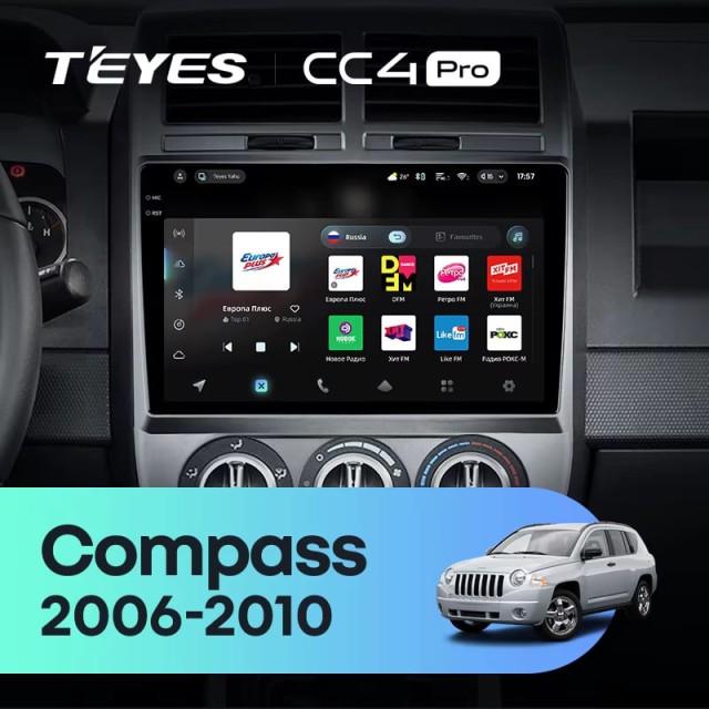 Radio samochodowe Teyes CC4 Pro 2k 8+128 Gb Jeep Compass 1 MK 2006-2010 10"