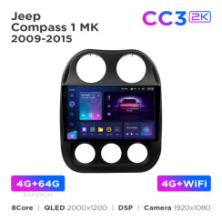 Radio samochodowe Teyes CC3 2k 4+64 Gb Jeep Compass 1 MK 2009-2015 10"