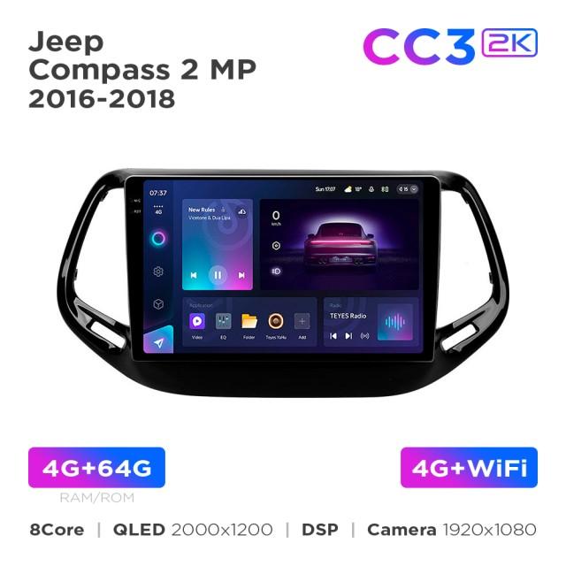 Radio samochodowe Teyes CC3 2k 4+64 Gb Jeep Compass 2 MP 2016-2018 10"