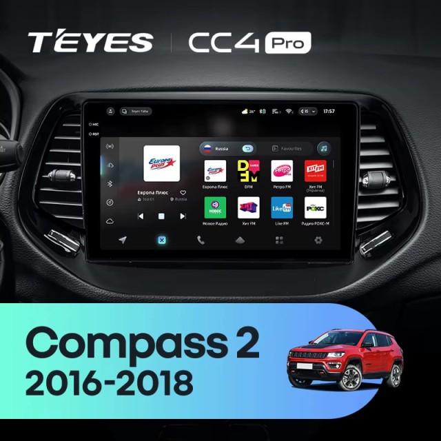Radio samochodowe Teyes CC4 Pro 2k 8+128 Gb Jeep Compass 2 MP 2016-2018 10"