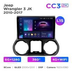Radio samochodowe Teyes CC3 2k 6+128 Gb 360° Jeep Wrangler 3 JK 2010-2017 (L15) 10"