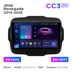Radio samochodowe Teyes CC3 2k 4+64 Gb Jeep Renegade 2014-2018 9"