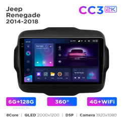 Radio samochodowe Teyes CC3 2k 6+128 Gb 360° Jeep Renegade 2014-2018 9"