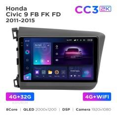 Radio samochodowe Teyes CC3 2k 4+32 Gb Honda Civic 9 FB FK FD 2011-2015 9"