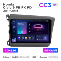 Radio samochodowe Teyes CC3 2k 4+32 Gb Honda Civic 9 FB FK FD 2011-2015 9"