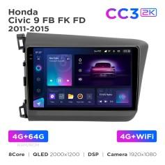 Radio samochodowe Teyes CC3 2k 4+64 Gb Honda Civic 9 FB FK FD 2011-2015 9"