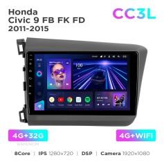 Radio samochodowe do Honda Civic 9 FB FK FD 2011-2015 Teyes CC3L 4+32 Gb 9"