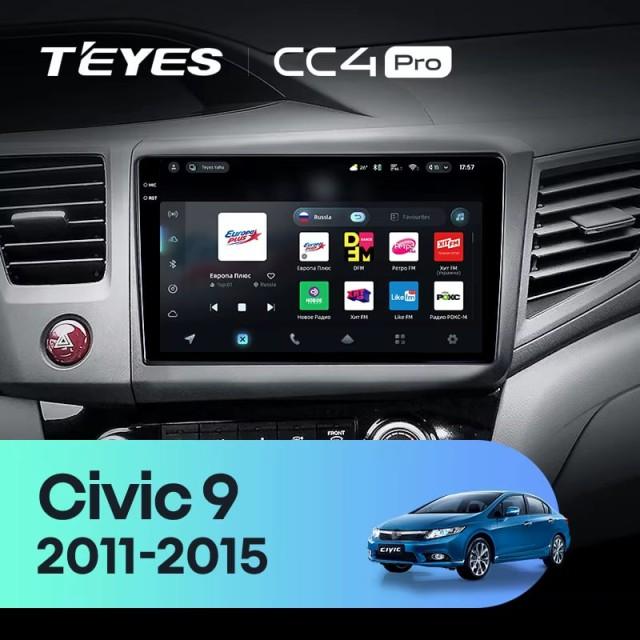 Radio samochodowe Teyes CC4 Pro 2k 8+128 Gb Honda Civic 9 FB FK FD 2011-2015 9"