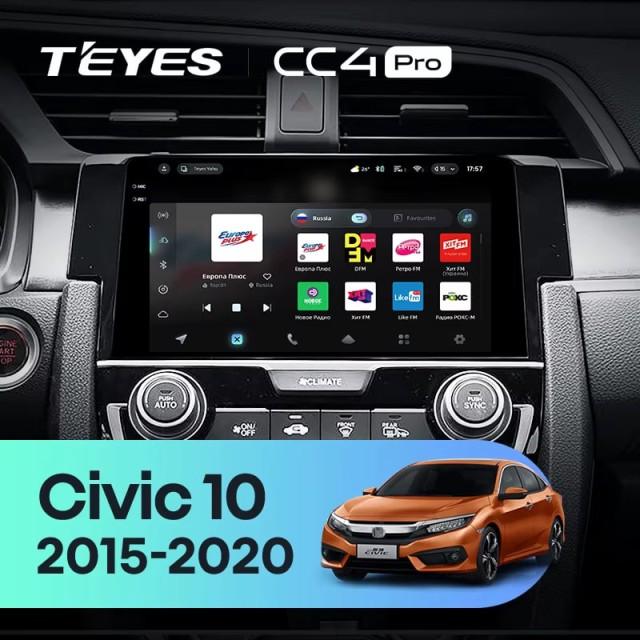 Radio samochodowe Teyes CC4 Pro 2k 8+128 Gb Honda Civic 10 FC FK 2015-2020 9"