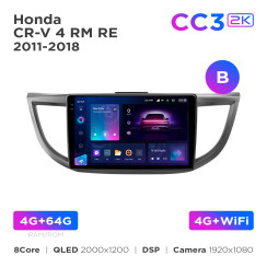 Radio samochodowe do Honda CR-V 4 RM RE 2011-2018 (B) Teyes CC3L 4+32 Gb 10"