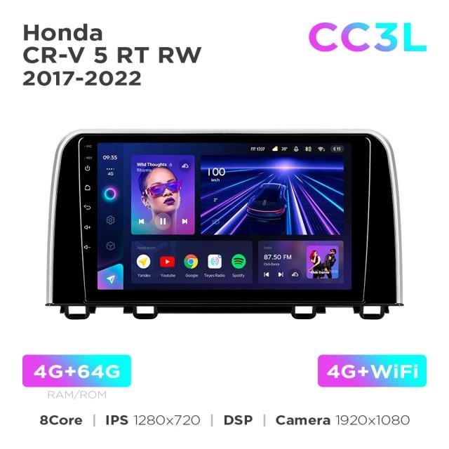 Radio samochodowe Teyes CC3L 4+64 Gb Honda CR-V 5 RT RW 2017-2022 9"