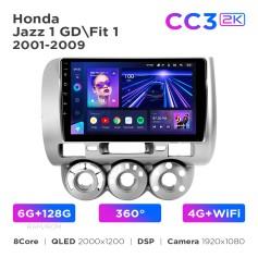 Radio samochodowe Teyes CC3 2k 6+128 Gb 360° Honda Jazz 1 GD / Fit 1 2001-2009 9"