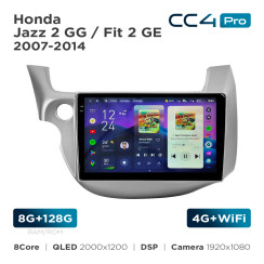 Radio samochodowe Teyes CC4 Pro 2k 8+128 Gb Honda Jazz 2 GG / Fit 2 GE 2007-2014 10"