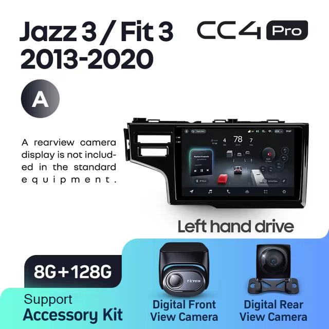 Radio samochodowe Teyes CC4 Pro 2k 8+128 Gb Honda Jazz 3 / Fit 3 GP GK 2013-2020 (A) 10"