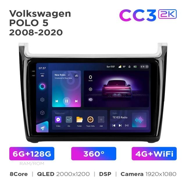 Radio samochodowe Teyes CC3 2k 6+128 Gb 360° Volkswagen POLO 5 2008-2020 (F1) 9"