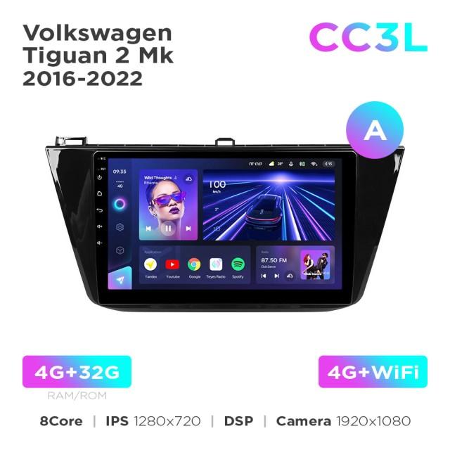 Radio samochodowe do Volkswagen Tiguan 2 Mk 2016-2022 (A) Teyes CC3L 4+32 Gb 10"