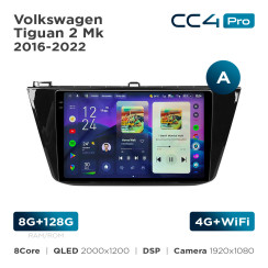 Radio samochodowe Teyes CC4 Pro 2k 8+128 Gb Volkswagen Tiguan 2 Mk 2016-2022 (A) 10"