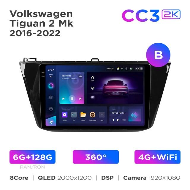 Radio samochodowe Teyes CC3 2k 6+128 Gb 360° Volkswagen Tiguan 2 Mk 2016-2022 (B) 10"