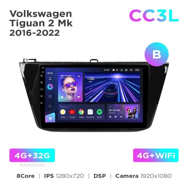 Radio samochodowe do Volkswagen Tiguan 2 Mk 2016-2022 (B) Teyes CC3L 4+32 Gb 10"