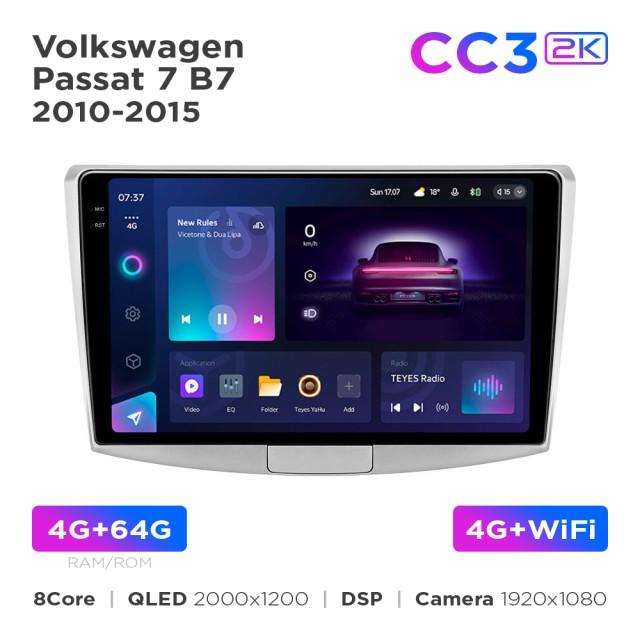 Radio samochodowe Teyes CC3 2k 4+64 Gb Volkswagen Passat 7 B7 2010-2015 10"