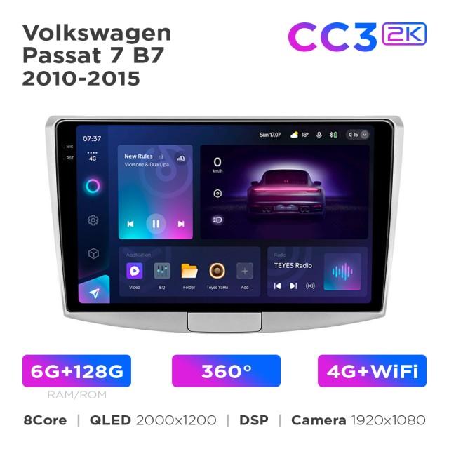 Radio samochodowe Teyes CC3 2k 6+128 Gb 360° Volkswagen Passat 7 B7 2010-2015 10"