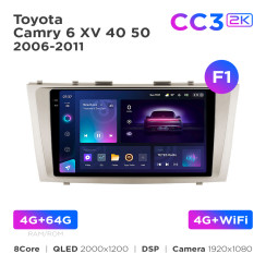 Radio samochodowe Teyes CC3 2k 4+64 Gb Toyota Camry 6 XV 40 50 2006-2011 (F1) 9"
