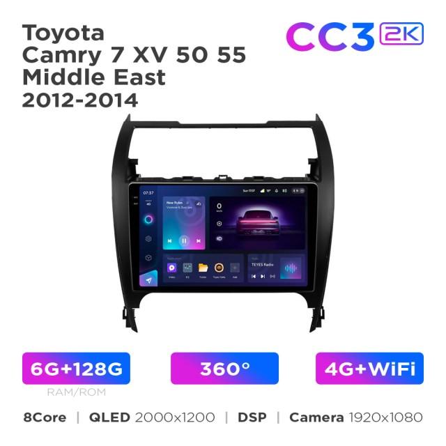 Radio samochodowe Teyes CC3 2k 6+128 Gb 360° Toyota Camry 7 XV 50 55 Middle East 2012-2014 10"