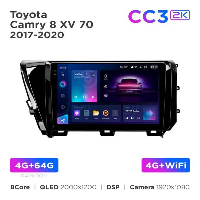 Radio samochodowe Teyes CC3 2k 4+64 Gb Toyota Camry 8 XV 70 2017-2020 10"