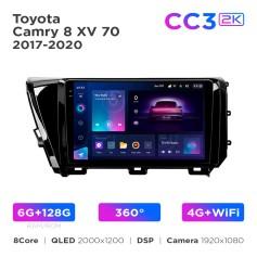Radio samochodowe Teyes CC3 2k 6+128 Gb 360° Toyota Camry 8 XV 70 2017-2020 10"