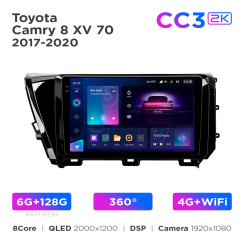 Radio samochodowe Teyes CC3 2k 6+128 Gb 360° Toyota Camry 8 XV 70 2017-2020 10"