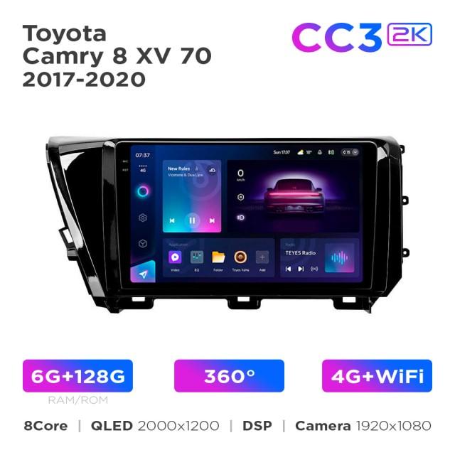 Radio samochodowe Teyes CC3 2k 6+128 Gb 360° Toyota Camry 8 XV 70 2017-2020 10"