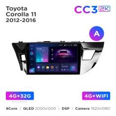 Radio samochodowe Teyes CC3 2k 4+32 Gb Toyota Corolla 11 2012-2016 (A) 10"