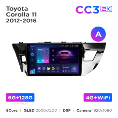 Radio samochodowe Teyes CC3 2k 6+128 Gb Toyota Corolla 11 2012-2016 (A) 10