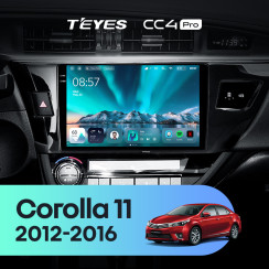 Radio samochodowe Teyes CC4 Pro 2k 8+128 Gb Toyota Corolla 11 2012-2016 (B) 10"
