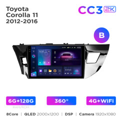 Radio samochodowe Teyes CC3 2k 6+128 Gb 360° Toyota Corolla 11 2012-2016 (B) 10
