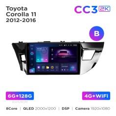 Radio samochodowe Teyes CC3 2k 6+128 Gb Toyota Corolla 11 2012-2016 (B) 10"