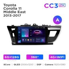 Radio samochodowe Teyes CC3 2k 6+128 Gb 360° Toyota Corolla 11 Middle East 2013-2017 (A) 10"