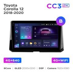 Radio samochodowe Teyes CC3 2k 4+64 Gb Toyota Corolla 12 (1 Din) 2018-2020 (B) 10"