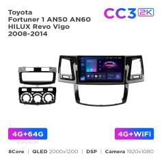 Radio samochodowe Teyes CC3 2k 4+64 Gb Toyota Fortuner 1 AN50 AN60 HILUX Revo Vigo 2008-2014 (F1) 9"