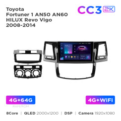 Radio samochodowe Teyes CC3 2k 4+64 Gb Toyota Fortuner 1 AN50 AN60 HILUX Revo Vigo 2008-2014 (F1) 9"