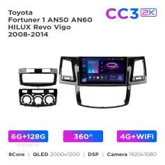 Radio samochodowe Teyes CC3 2k 6+128 Gb 360° Toyota Fortuner 1 AN50 AN60 HILUX Revo Vigo 2008-2014 (F1) 9