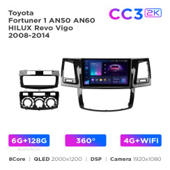 Radio samochodowe Teyes CC3 2k 6+128 Gb 360° Toyota Fortuner 1 AN50 AN60 HILUX Revo Vigo 2008-2014 (F1) 9